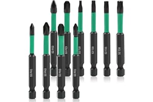 TIOODRE Set Di Punte per Cacciavite, 10 Pezzi Inserti per Avvitatore Professionali 70 Mm Attacco Esagonale S2 1/4, In Fosfoide Nero, Set Di Punte Torx per Martello Perforatore, Trapano, Avvitatore Elettrico
