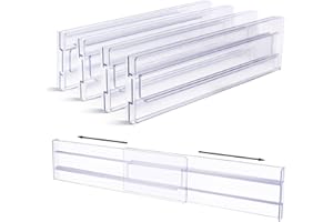 Joyyko Kunststoff Schubladentrenner Verstellbar 8er-Set (30.99-55.12cm), Transparente Schubladenteiler, Schubladen Organizer für Küchenspeicher, Schlafzimmer, Kommode, mit doppelseitigem Klebeband