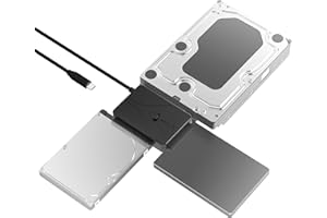 SABRENT Konwerter USB typu C na dysk twardy SSD/SATA/IDE 2,5/3,5/5,25 cala z zasilaczem UL i diodami LED aktywności [obsługa 10 TB] (USB-DS12)