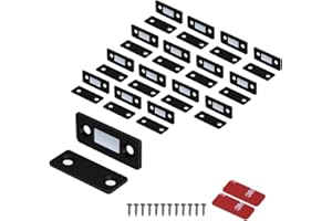 Mousike Chiusura magnetica ultra sottile in acciaio inox per cassetti e ante scorrevoli, per armadietti da cucina, armadietti, armadi, colore nero, confezione da 16