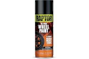 U-POL RAPTOR Wheel Paint | Felgenlack | 1K Lack Spraydose | Hitzebeständig bis 120°C | Schutz vor Stößen, Hitze, Steinschlägen, Bremsstaub & Korrosion (gloss black/schwarz glänzend - 378ml)