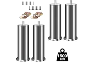 RHUAFET 4 Stück Möbelfüße Edelstahl, 12cm Sofa Füße, Möbelbeine Metall, Für Schrankfüße Bett Beine/Sofa Beine/Tischbeine höhenverstellbar Verstellbar, Verwenden Sie M8-Schrauben Unterstützung über 800 kg