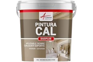 ARCANE INDUSTRIES Jabelga de Cal para Paredes Interiores y Fachadas Exteriores - BADIPLUS - Miconos Blanco Puro