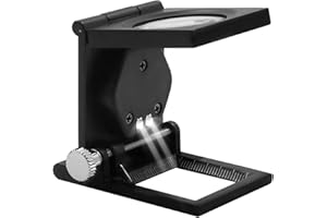 Meichoon Lente d'ingrandimento pieghevole 10X Desk Metal Microscopio Pieghevole Lente d'ingrandimento Strumento Stand Loupe con Luce LED per Tessile Lente Ottica UC50