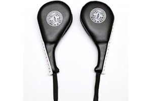 Luniquz 1 Paire de Raqettes Doubles Taekwondo Raquette de Frappe en Cuir pour l'entraînement de Tae kwon do Boxe Karaté(Noir)
