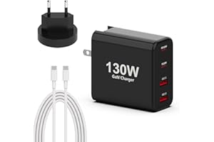 HAFIUEGE 130W GaN USB-C Multiple Charger 2*USB-C PD 100W+30W 2*USB-A dla MacBook Pro/Air/Dell XPS/Huawei/iPhone 14/13/iPad Pro/Air/Samsung Galaxy/Xiaomi/Google Pixel C0062