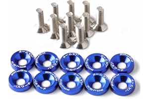 10 piezas Arandela de Parachoques,MoreChioce Guardabarros Parachoques Arandela Perno Motor Bahía Kit de Sujetadores para Decoración de Matrículas Pernos M6 Accesorios de Tornillo,Azul