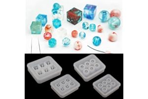REFURBISHHOUSE 4 Pieces Moule Rond Carre de Perle en Silicone Moule de Bijou Pendentif Moule de Fabrication de Bijoux pendentifs Bracelet Outils a Main Bricolage