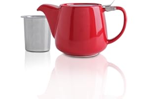 VIVILINEN Teiera con Infusore Rimovibile e Coperchio in Metallo da 550ml, Teiera in Ceramica per Tè in Foglia e Tè Sfuso