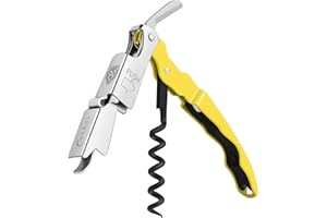 CORKAS Cavatappi Professionali Apribottiglie, Cavatappi da Sommelier, Coltello da sommelier, Cavatappi per Camerieri Apri Bottiglia Accessori del Vino e Regali (Giallo)