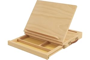 Vinsetto Chevalet de table en bois avec tiroir de rangement, pour des toiles jusqu'à 24,5 cm, tableau de dessin et de croquis portable et pliable pour adultes, débutants, bois naturel
