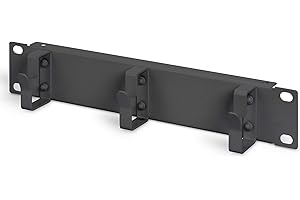 DIGITUS Pannello Ponticello per Cavi - 10 Pollici - 1RU - 3 staffe di Guida - per Cavi Patch nell'armadio di Rete - Nero