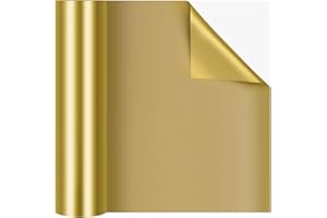 TUNEJOY Plotterfolie Textil, Heat Transfer Vinyl Transferfolie Plotter Flexfolie PU für Cricut und Silhouette Cameo Wärmeübertragung Folie für DIY Geschenke, T-Shirt, Stoffe 30.5cm x 305cm Gold