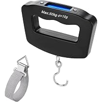 ROTOPATA Bilancia Pesa Valigie Da Viaggio, Digitale Pesavaligie per Bagagli con Avviso di Sovrappeso, Display LCD Retroilluminato Batteria Inclusa MAX Fino a 50 kg Capacità