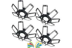 Lámpara de Garaje 200W 4 Piezas, YIQIBRO 20000LM 7000K Lámpara de Techo de Taller con 7+1 paneles Ajustables, Focos LED, Iluminación de Taller, Lámpara Industrial para Garaje, Almacén, Oficina, Sótano