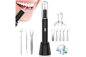 ‎EVARY Zahnsteinreiniger, Zahnreinigungsset für Die Häusliche Zahnpflege,IPX6 Wasserdicht,3 Einstellbare Modi und 4 Austauschbare Reinigungsköpfe,mit USB-C Ladestation (Schwarz)