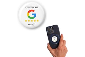 EINFACHSACHEN 1 pegatina "Review us" on Google NFC, 3 cm de diámetro, obtén más reviews al instante con un solo toque, reutilizable y reprogramable, ideal para pequeños puntos de contacto de negocios y clientes
