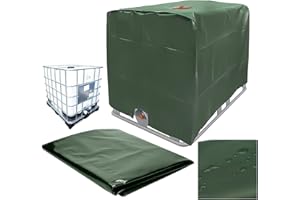 FONDUO IBC tank Abdeckung Für wassertank 1000L, ibc tank zubehör Grün Abdeckung Wassertank 1000l, Wassertank Abdeckung regentonne abdeckung mit Lochauschnitt, UV-Folie Schutzhülle IBC Cover (1000L-Grün)