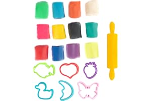 Genio Kids Giftfri Modellera för Barn - 12 Färger med 6 Formar & Kavel - Lufttorkande Plastilina - Modellera Set för Barn 3 4 5 6 7 8 9 år