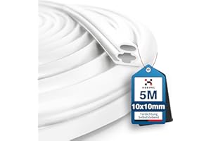 XEEINC 5M Türdichtung Dichtungsband Selbstklebend, 10mm(B) x 10mm(D) Haustür Tür Dichtung, Wasserdicht Abdichtungsband Türrahmen Türdichtung Gummi für Fenster Tür - Weiß