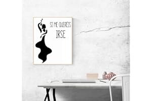 FUNNY CUP Vinilo Si me quereis irse. Pegatina de pared, cristal, espejo, puerta. Vinilo de flamenca divertida para regalo (NEGRO)