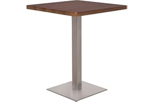 ‎SIXBROS. SixBros. Bartisch Bistrotisch Tisch Nussbaum Holzoptik Eckig Edelstahlfuß 60x60x75 - M-BT60/1431