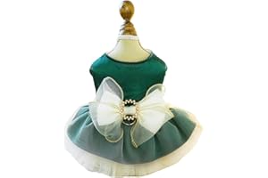 BT Bear Small Dog Dress, Puppy Skirt With Retro Bow, Princess Tutu for Wedding, Lace Dress for Cats and Small Dogs (Green, XL)