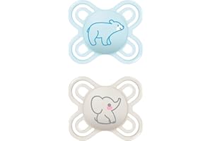MAM Chupete, Recién Nacido, 0-2 Meses, Tetina Extra Delgada y Flexible de Silicona Skin Soft Silicone de Fácil Aceptación, con Caja Autoesterilizadora, MAM Perfect, Azul Mate, Pack 2uds