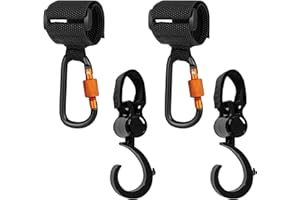 INBOLM 4 PCS Buggy Clips, Stroller Pram Hooks Baby Bag Clips,Your Shopping Bags, Baby Changing or Handbag to Your Stroller,Pram Hook Clips with Lock Universal Fit(Black)