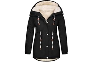 Tuopuda Manteau Femme Hiver Grande Taille Veste Parka Chaude Longue Blouson Polaire Parka Manteaux en Coton Coupe Vent Capuchon Outercoat