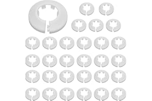 IFUDE Pack of 30 Single Heating Pipe Rosette, Heating Pipe Rosette Pipe Collars, Radiator Pipe Cover for Heating Pipes, Hot and Cold Water Pipes (White, 16 mm)