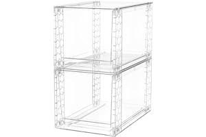 A-LuGei 2 Stücke 𝗚𝗿𝗼ß 𝗦𝘁𝗮𝗽𝗲𝗹𝗯𝗮𝗿 Schubladen Organizer Schminktisch, Zusammengebaut Badezimmer Organizer Schublade Box, Aufbewahrungsbox mit Deckel für Kosmetik Küchen Kühlschrank Bad Büro