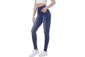 Chasehot Jean Skinny Femme Taille Elastique,Jeggings Taille Haute avec 4 Poches Extensible Mode Slim Pantalon Stretch Crayon Pantalon