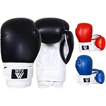 Paffen Sport «Kids» Guanti da boxe per bambini, per allenamento in boxe, kickboxing, Muay Thai, K1 e altri sport marziali (rosso/blu/bianco, 8UZ