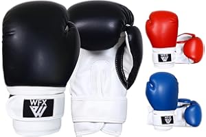 WFX Gants de Boxe pour Enfants pour Arts Martiaux, Sparring, Gants en Cuir très résistant pour entraînement MMA, Sac de Frappe, Muay Thai, Kick Boxing, garçons et Filles