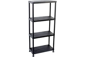 Oypla 4 Tier Black Plastic Heavy Duty Shelving Racking Storage Unit