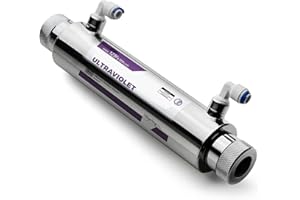 iSpring UVF11B Filtro de Agua con Luz Ultravioleta UV con Interruptor de Control de Flujo Inteligente 11 W, 220 V, 10 pulgadas