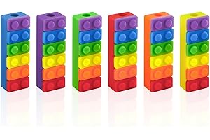 DOUUCO Chew Pencil zestaw 6 topperów, silikoniczna łańcuszka do żucia z pierścieniem do gryzienia, nakładka na ołówek, pałeczka do żucia, zabawka do żucia dla dzieci