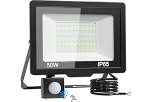 vighep Outdoor Security Lights Motion Sensor - 50W 5000Lumens Led Flood Lights Mains Powered, IP65 Waterproof Pir Lights Outdoor,Spot Lighting for Outside Garden, Garage,Warehouse, Playground