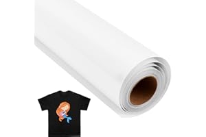 WOOWAIR Vinile Bianco Lucido a sublimazione, 30cmx300cm Htv a sublimazione Vinile per Tessuti cotone scuro/chiaro, vinile a sublimazione durevole e lavabile per tessuti di cotone come abiti, cappelli, borse