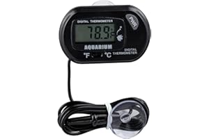 Bestgle aquarium thermometer digital lcd wasser thermometer hohe genauigkeit wassertemperatur elektronische temperaturmessung hygrometer für aquarienfische und reptilien mit saugnapf und sonde schwarz