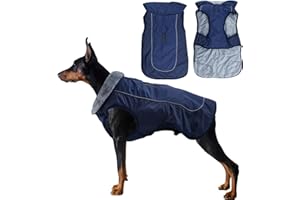 JODSEN Tuta Invernale in Cotone Impermeabile per Cani,Caldo Cappotti e Giubbotti per Cani di Media e Grande Taglia Riflettente Cappotto per Cani Impermeabile Giacca Invernale Calda(3XL,Blu Navy)