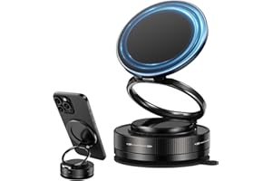 DUEDUE Soporte Magnetico Movil Coche, Portátil Soporte Movil Coche Ventosa con mag- Safe, Ajustable 360°, Compatibles con iPhone 16 15 14 13 12 Pro MAX, Negro