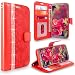 Produktbild LG G6 2017 Fall, Cellularvilla [Diamant Juwel] geprägt Blume Design Premium Leather Leder Wallet Fall [Karten Slots] [Standfunktion] Flip Schutzhülle für LG G6 2017/vs988/ls993/H870, Red Bling