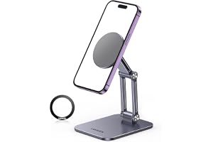 UGREEN Magsafe magnetställ bord grå | Stark magnetisk adsorption, med metallring, hel aluminiumkonstruktion, justerbar, bärbar, halksäker och stabil