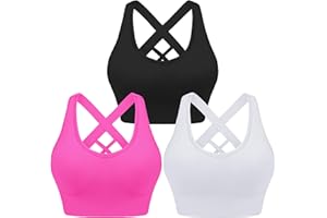 Leversic Sujetador Deportivo de Iimpacto Medio para Mujer Sin Aros con Relleno Extraíble con Espalda Cruzada para Yoga