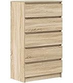 Baroni Home Commode 5 tiroirs en mélaminé, meuble de chambre à coucher