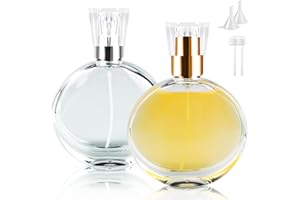 BOOHO Bohoray 2 Piezas 50ml Bote Spray Pulverizador Pequeño, Vidrio Botella Spray, Pulverizador Colonia, Botellas de Perfume Recargables con Bomba de Atomizador y Embudo para Mujeres o Niñas (redondeado)