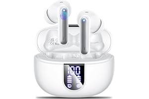 MONYHIGH Auriculares Inalámbricos, Bluetooth 5.3 in Ear con 4 HD Microfono, 2023 Cascos HiFi Estéreo con Cancelación de Ruido ENC, Pantalla LED,42 Horas de Reproducción,IPX7 Impermeable