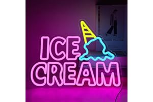 YUEYYNS Ice Cream Insegne al Neon Luce Neon a LED Insegne luminose Gelato Alimentata Tramite USB con Interruttore Decorazione di bar, vetrine, negozi, luci al neon